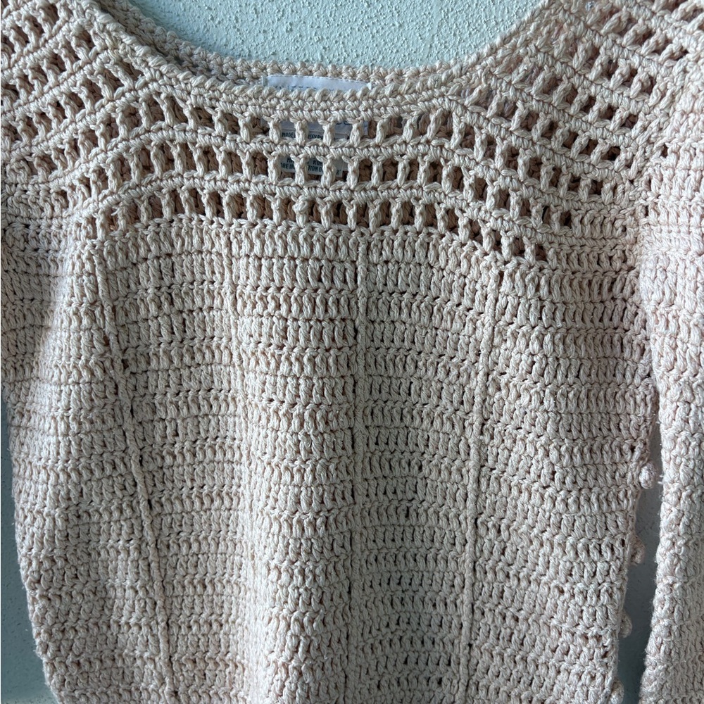 Vintage Jennifer Reed Knitted‎ by Hand Cream Size M Side Buttons Silk Blend Crop - Picture 6 of 13